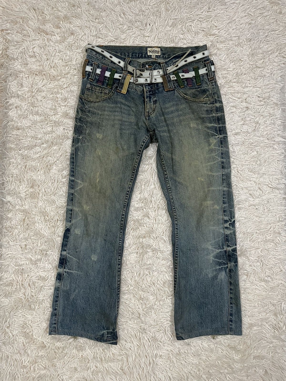 Double Waist Distressed Denim Japanese Brand Punk