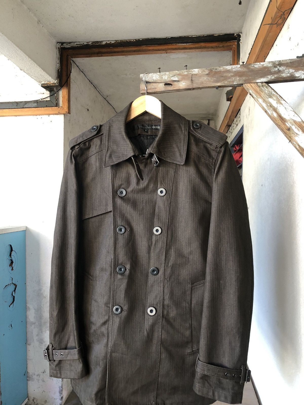 If Six Was Nine Vintage Schlussel Double Breasted Denim Coat Jacket Size US M / EU 48-50 / 2 - 2 Thumbnail