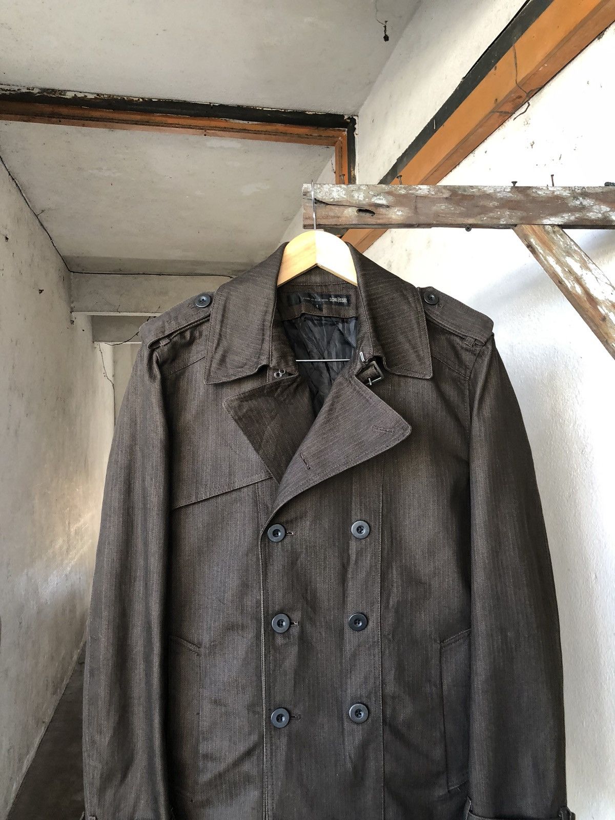 If Six Was Nine Vintage Schlussel Double Breasted Denim Coat Jacket Size US M / EU 48-50 / 2 - 7 Thumbnail