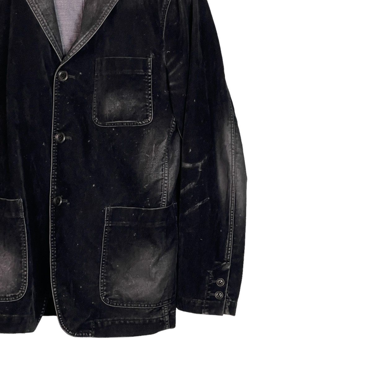 Issey Miyake Tete Homme Black Faded Suede Blazer Size 42S - 4 Thumbnail
