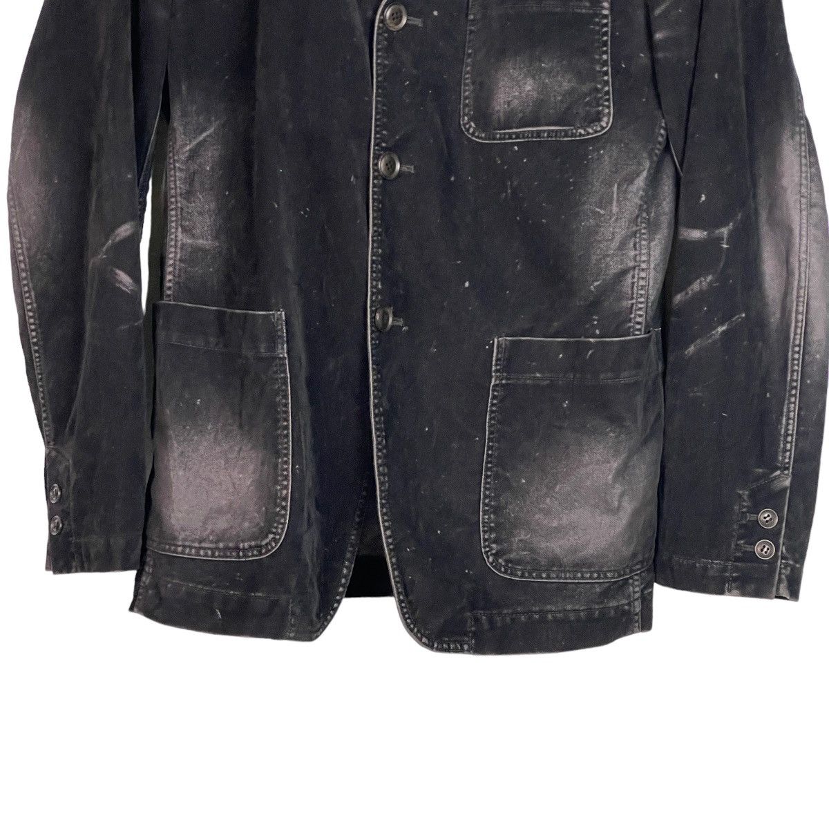 Issey Miyake Tete Homme Black Faded Suede Blazer Size 42S - 5 Thumbnail