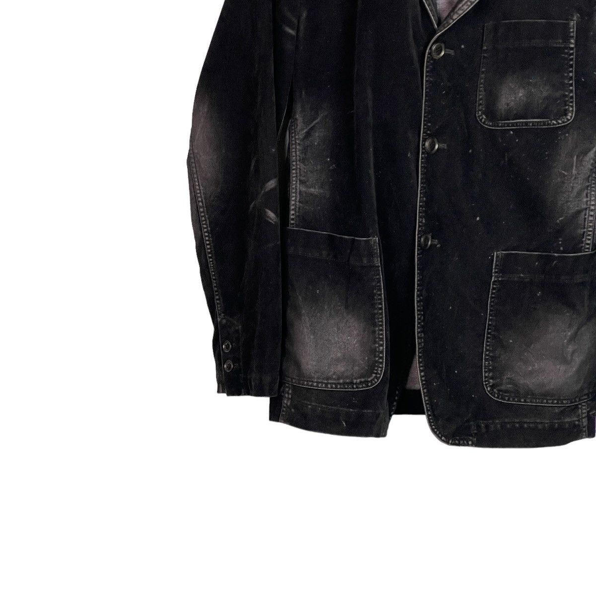 Issey Miyake Tete Homme Black Faded Suede Blazer Size 42S - 2 Thumbnail