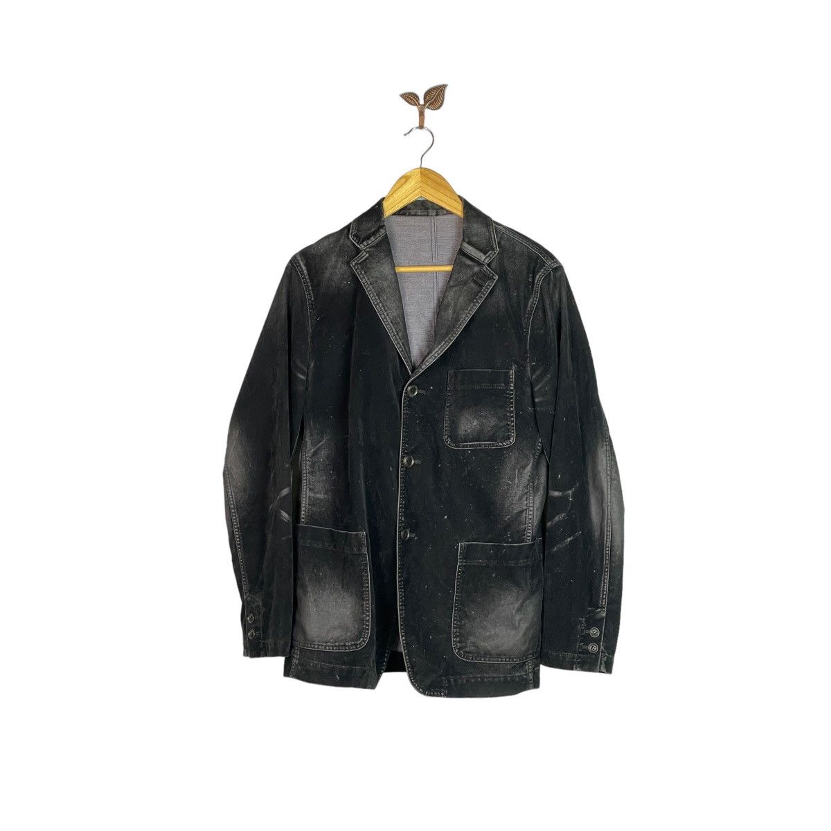 Issey Miyake Tete Homme Black Faded Suede Blazer Size 42S - 1 Thumbnail