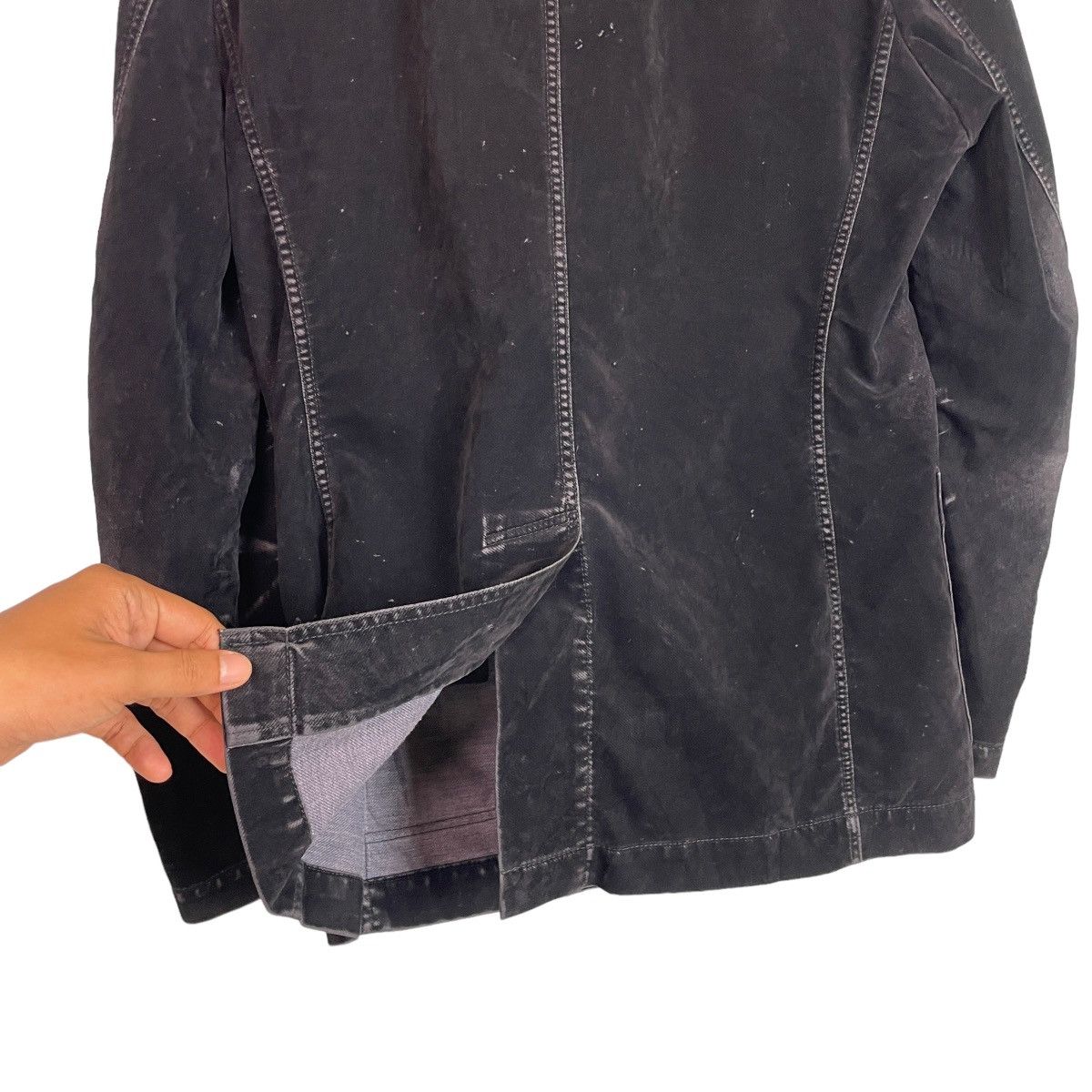Issey Miyake Tete Homme Black Faded Suede Blazer Size 42S - 9 Thumbnail