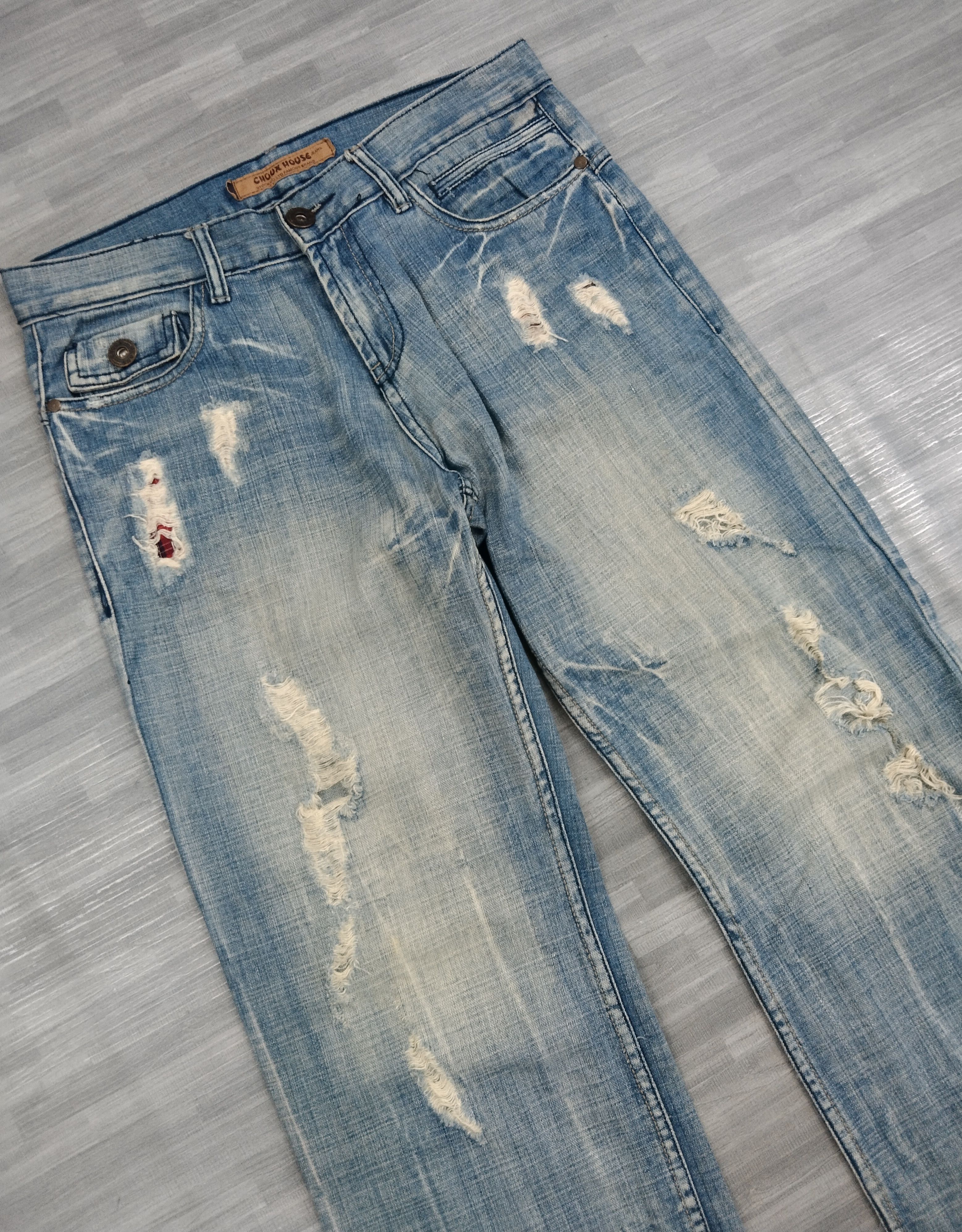 Japanese Brand SiCK🔥RIPED CHOUX HOUSE DENIM PANTS Size US 31 - 6 Thumbnail