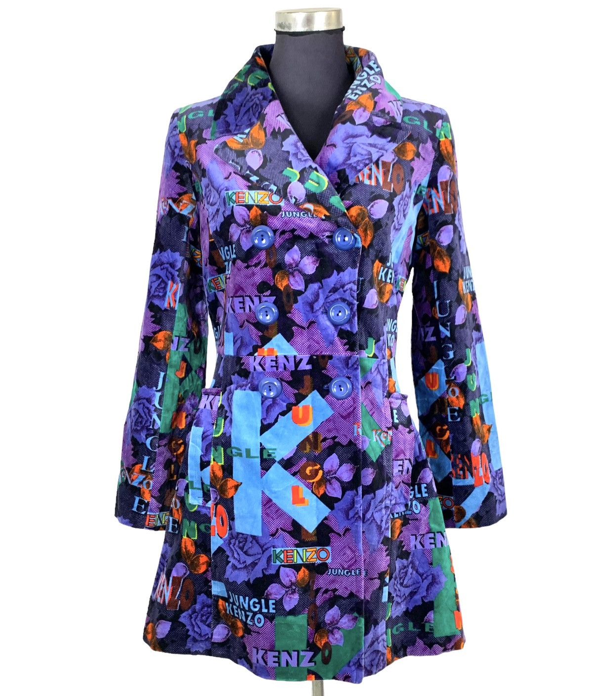 Vintage Kenzo Jungle Full Print Women Double Breasted Coats