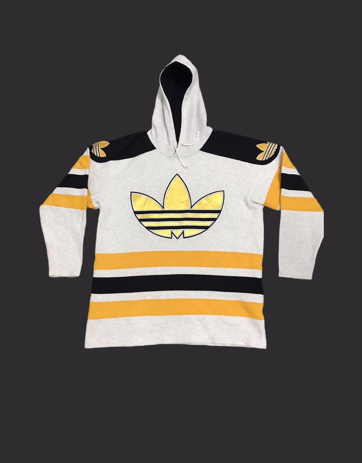 Vintage 90s Hoodie Adidas Big Logo Embroidery Rap Hip Hop