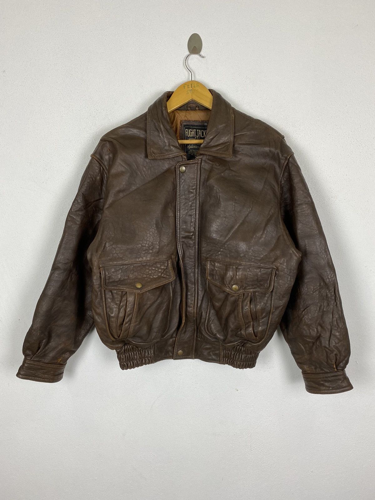 Vintage 🔥RARE🔥VINTAGE FLIGHT JACKET LEATHER BOMBER STYLE. Size US M / EU 48-50 / 2 - 1 Thumbnail