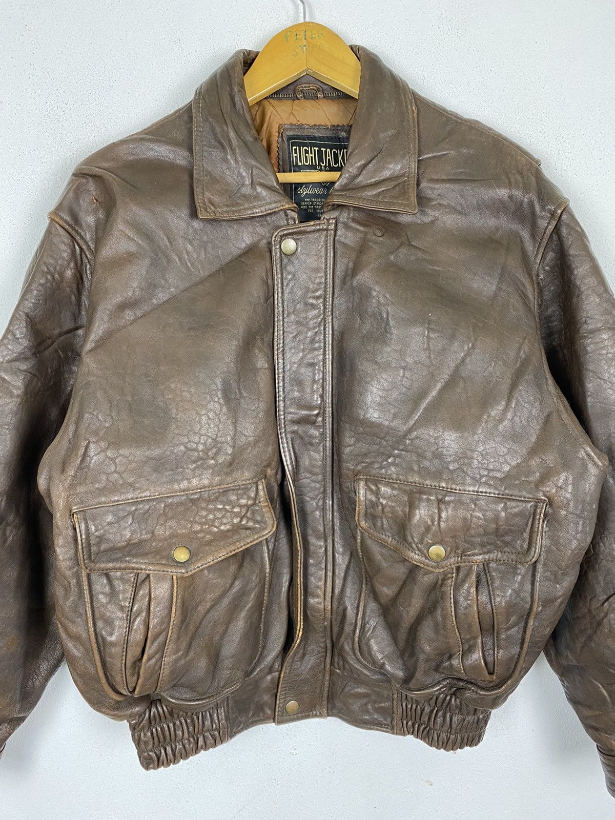 Vintage 🔥RARE🔥VINTAGE FLIGHT JACKET LEATHER BOMBER STYLE. Size US M / EU 48-50 / 2 - 4 Thumbnail