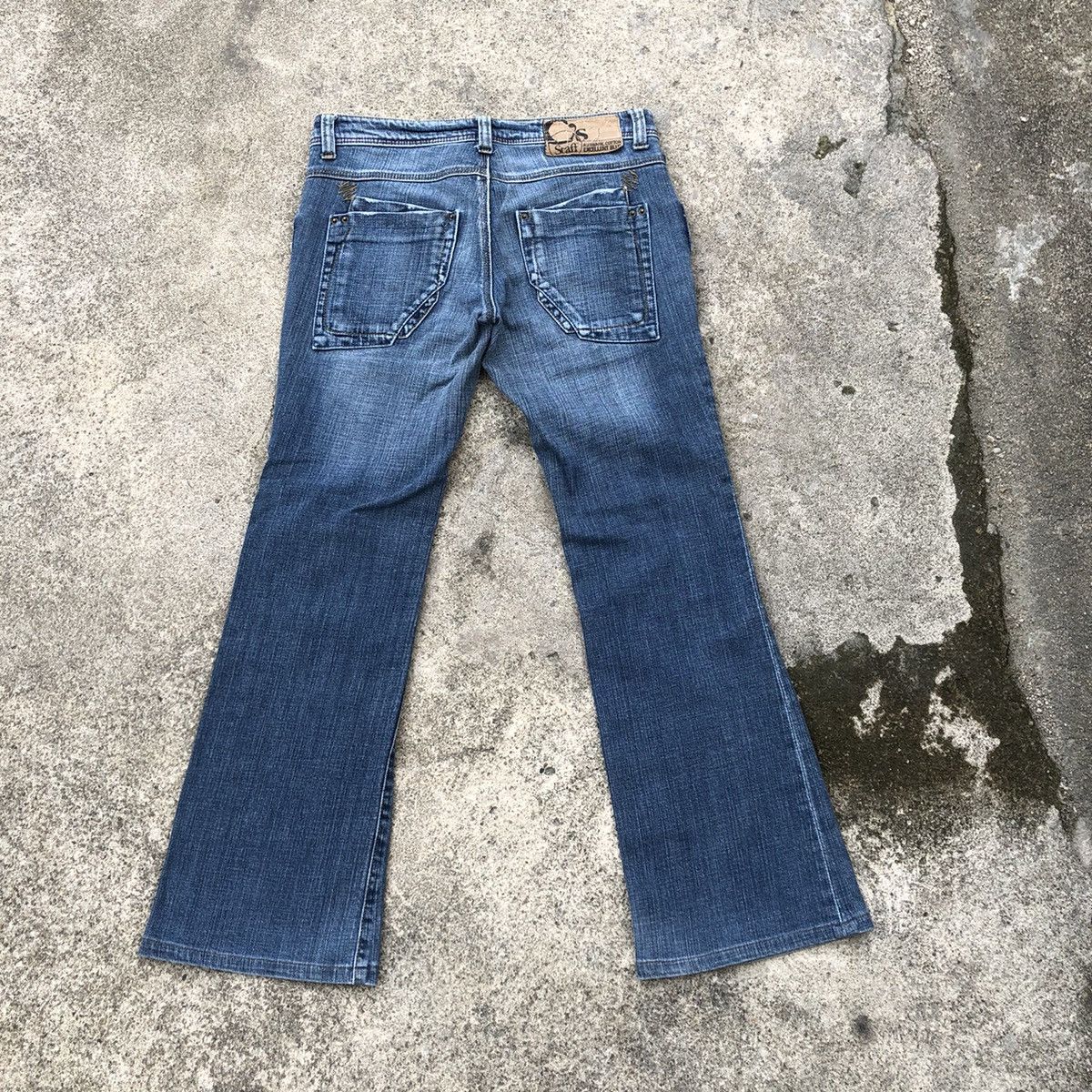 Japanese Brand 🔥Rare🔥🇯🇵Staff Excellent Blue Rips Boot Cut Denim Jeans Size 30" / US 8 / IT 44 - 4 Thumbnail