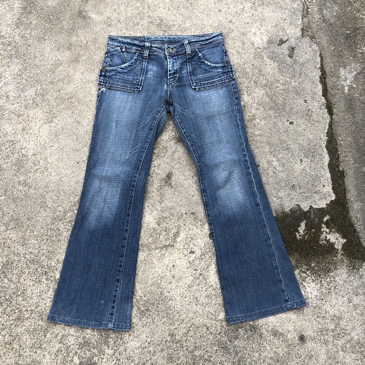 Japanese Brand 🔥Rare🔥🇯🇵Staff Excellent Blue Rips Boot Cut Denim Jeans Size 30" / US 8 / IT 44 - 1 Thumbnail