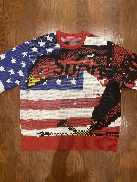 Supreme Supreme SS21 Digital Flag Eagle Knit Sweater | Grailed