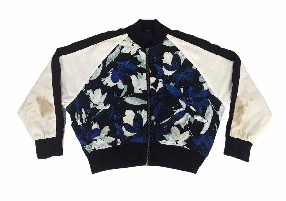 Vintage Azul Bomber Varsity Jacket Floral Design