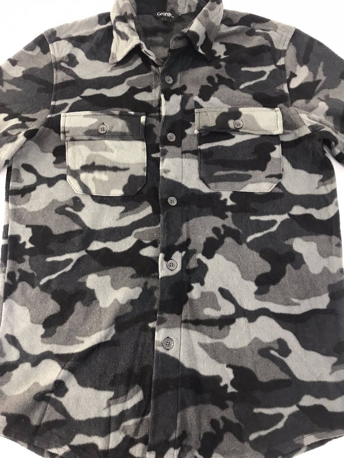 Flannel × George George Rugged Wool Fleece Button Shirt Black Military Camo Size US M / EU 48-50 / 2 - 4 Thumbnail