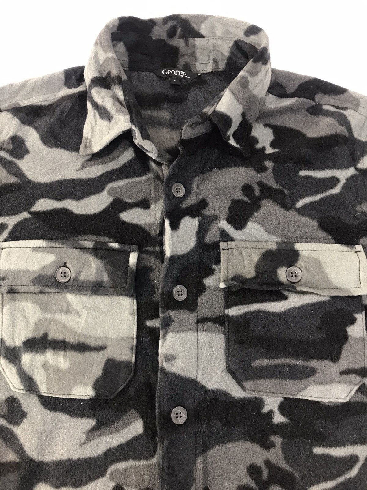 Flannel × George George Rugged Wool Fleece Button Shirt Black Military Camo Size US M / EU 48-50 / 2 - 3 Thumbnail