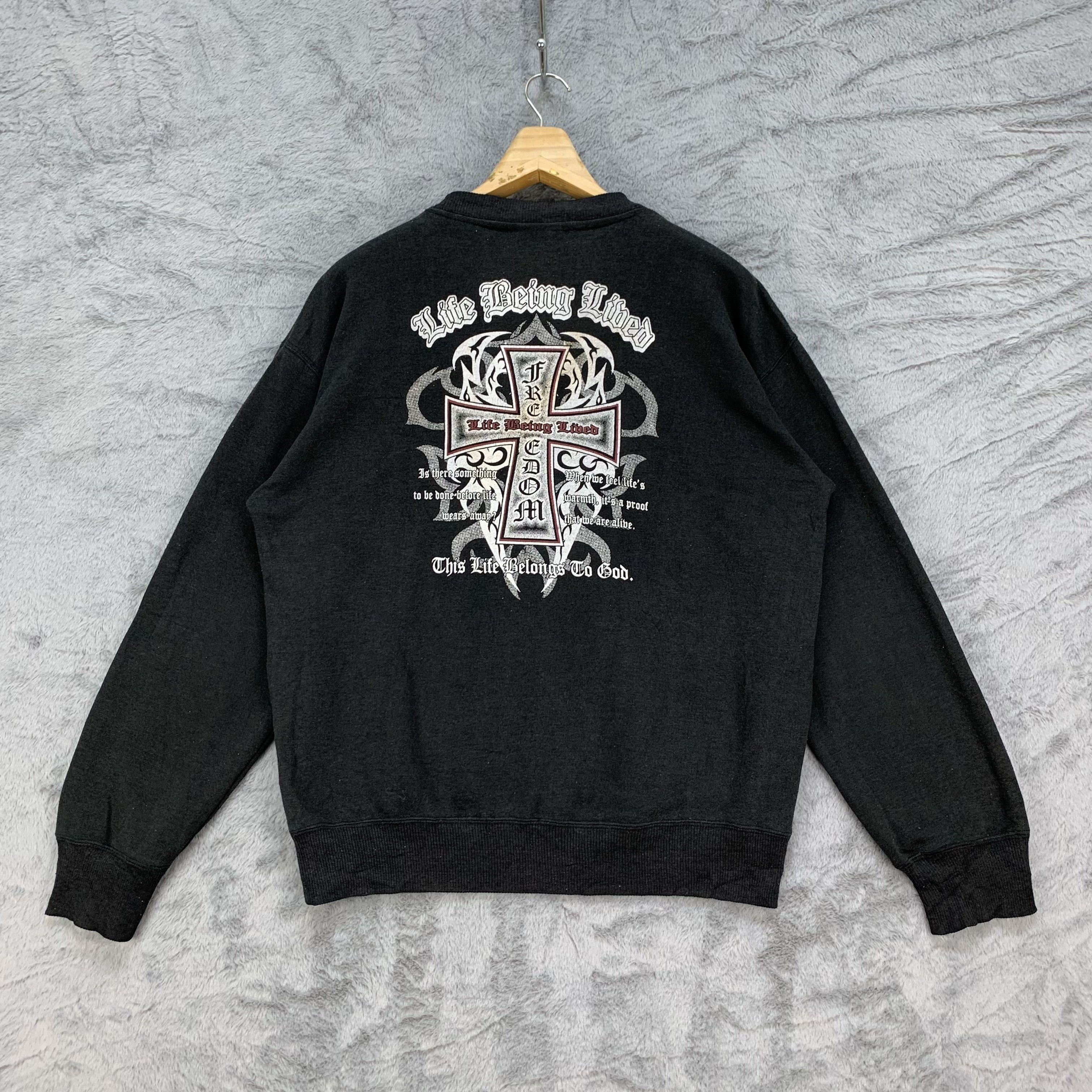 Vintage Life Being Lived FREEDOM Graphic Printed Sweatshirt 4270-148 Size US M / EU 48-50 / 2 - 1 Thumbnail
