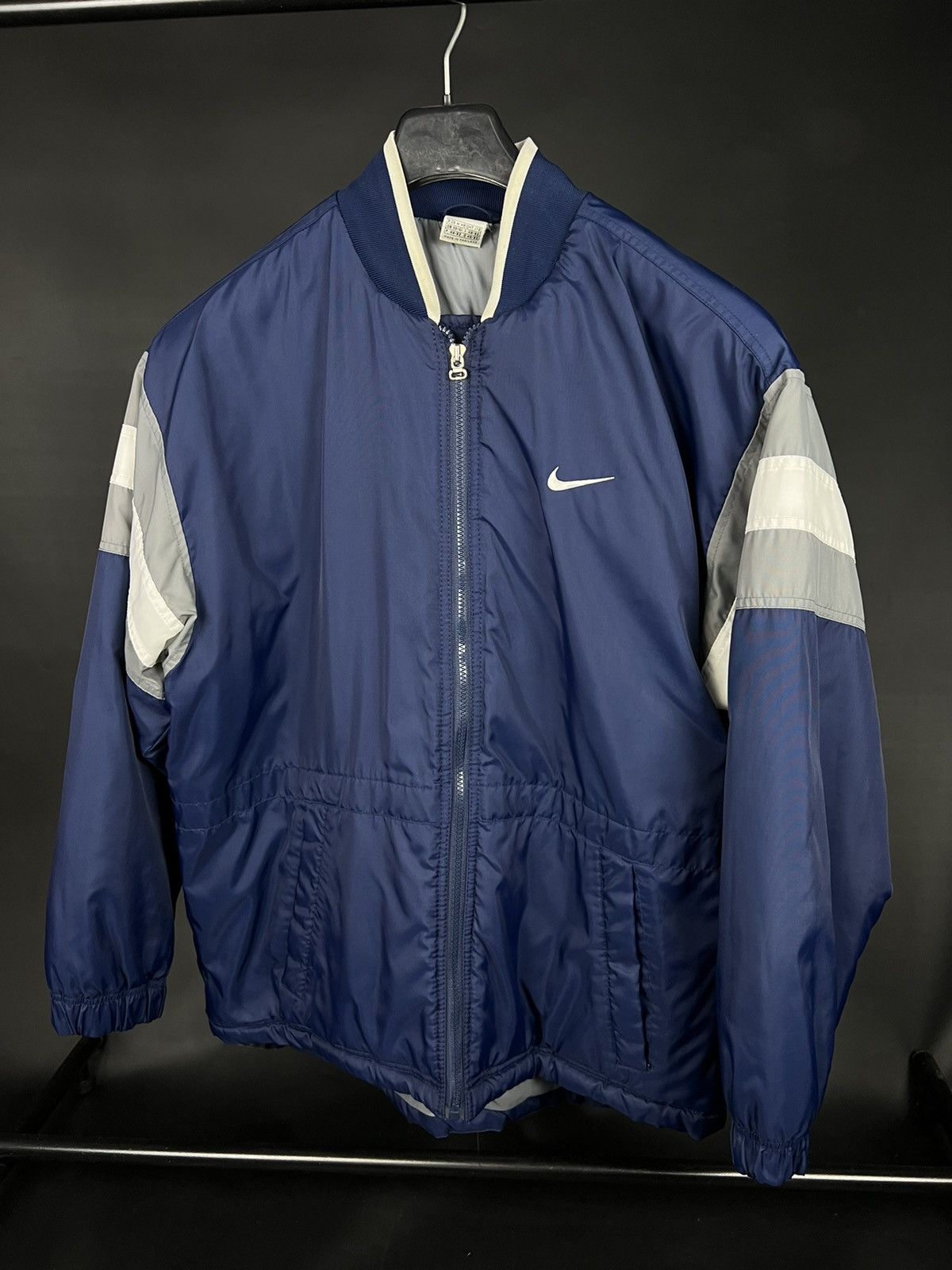 VTG parka jacket Nike blue polyester Big Logo Full zip