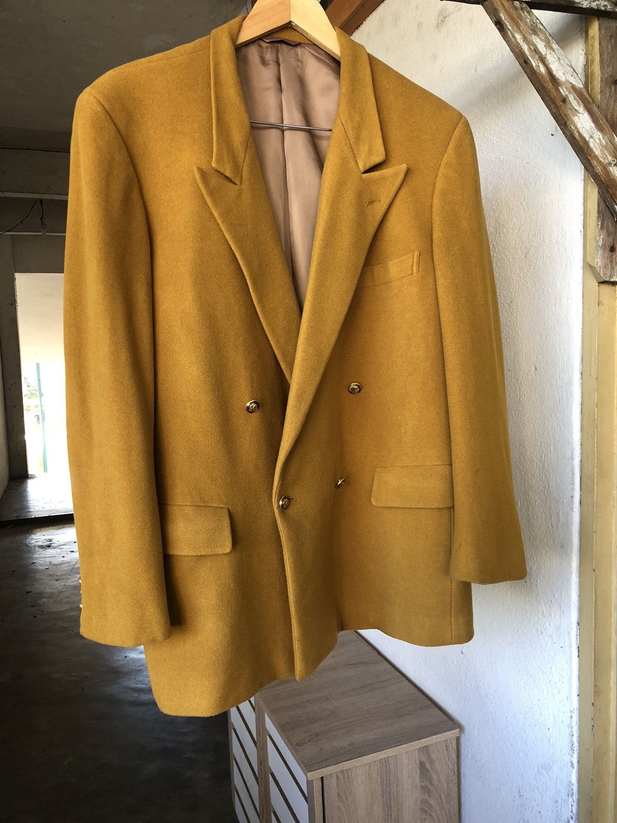 Moschino Rare❗️Moschino Mustard Wool Double Breasted Blazer Jacket Size US XL / EU 56 / 4 - 8 Thumbnail