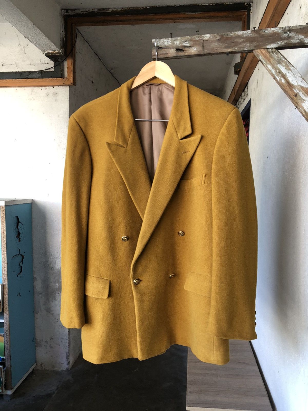 Moschino Rare❗️Moschino Mustard Wool Double Breasted Blazer Jacket Size US XL / EU 56 / 4 - 7 Thumbnail