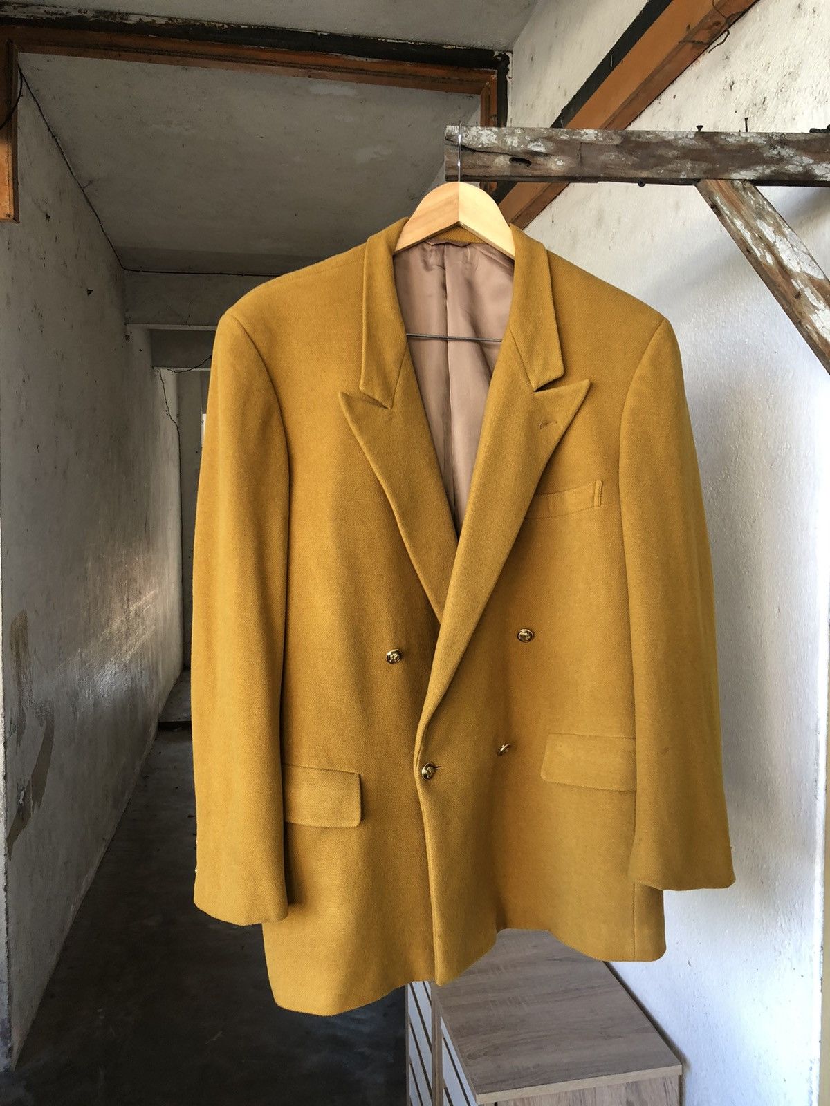 Moschino Rare❗️Moschino Mustard Wool Double Breasted Blazer Jacket Size US XL / EU 56 / 4 - 6 Thumbnail