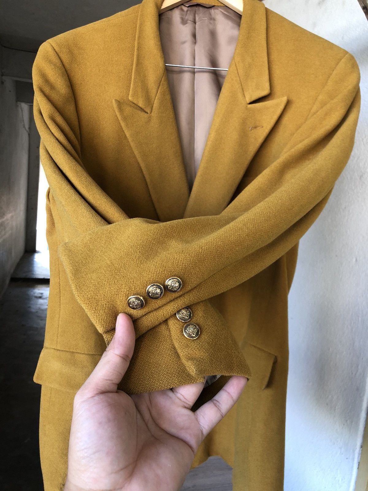 Moschino Rare❗️Moschino Mustard Wool Double Breasted Blazer Jacket Size US XL / EU 56 / 4 - 12 Thumbnail
