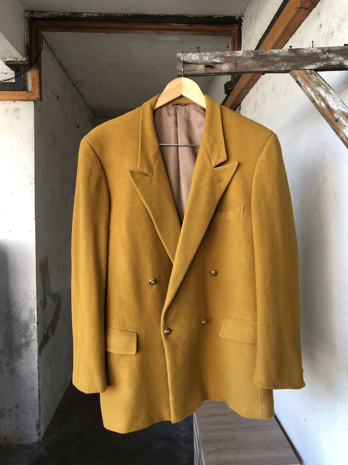 Moschino Rare❗️Moschino Mustard Wool Double Breasted Blazer Jacket Size US XL / EU 56 / 4 - 5 Thumbnail