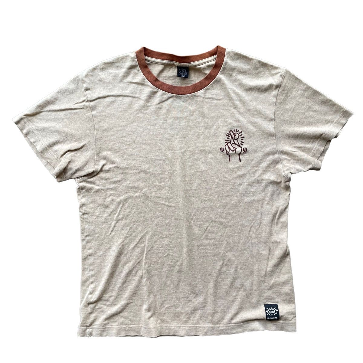 Keith Haring × Vintage 💥90s Keith Haring Twist Finger Tshirt Size US S / EU 44-46 / 1 - 2 Thumbnail