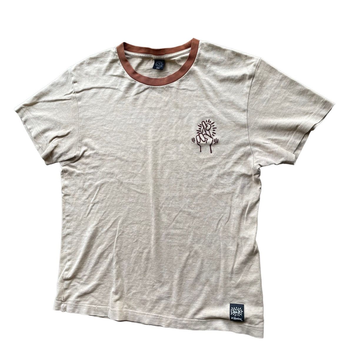 Keith Haring × Vintage 💥90s Keith Haring Twist Finger Tshirt Size US S / EU 44-46 / 1 - 1 Thumbnail