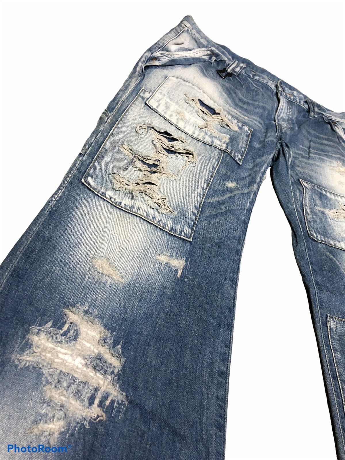 Japanese Brand HALB PATCHES DISTRESSED CARPENTER JEANS Size US 33 - 5 Thumbnail