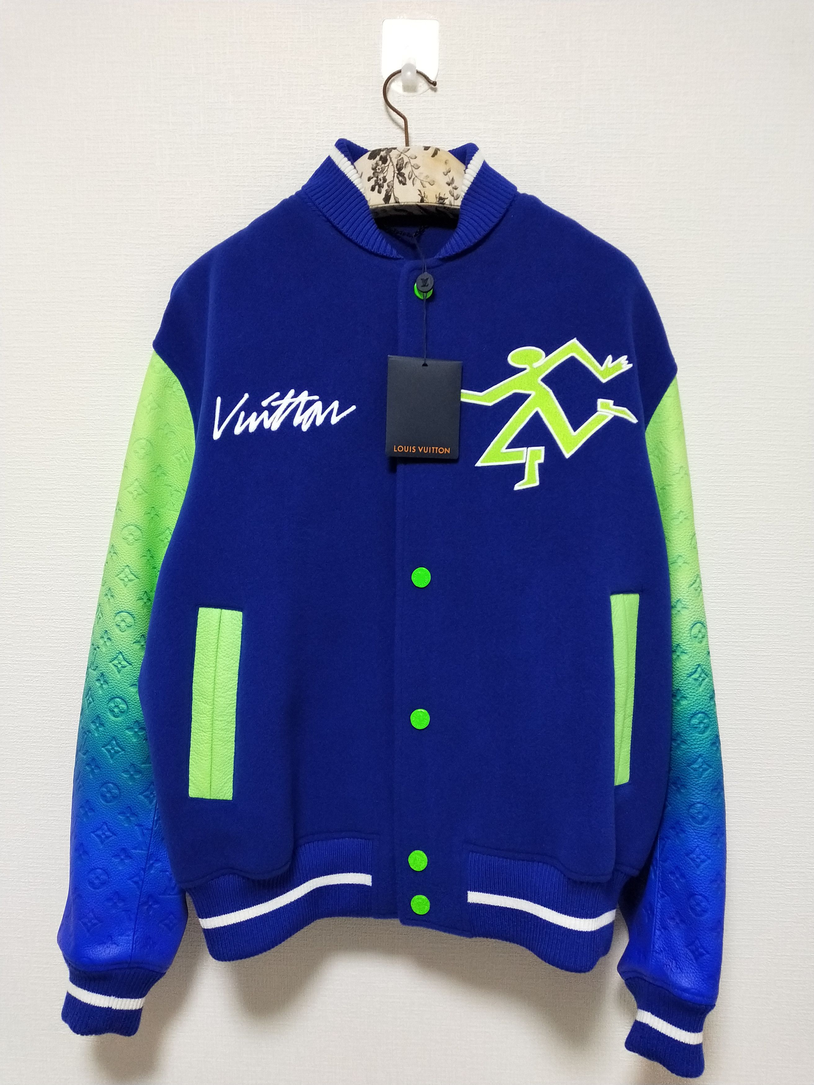 L-V Louis Vuitton Oz Wizard Blue & White Varsity Jacket