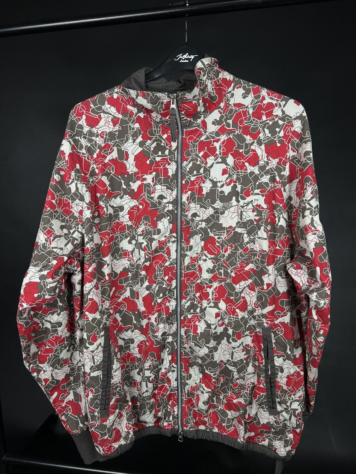Nike × Vintage VTG windbreaker jacket Nike red full zip iron logo Size US XL / EU 56 / 4 - 1 Thumbnail