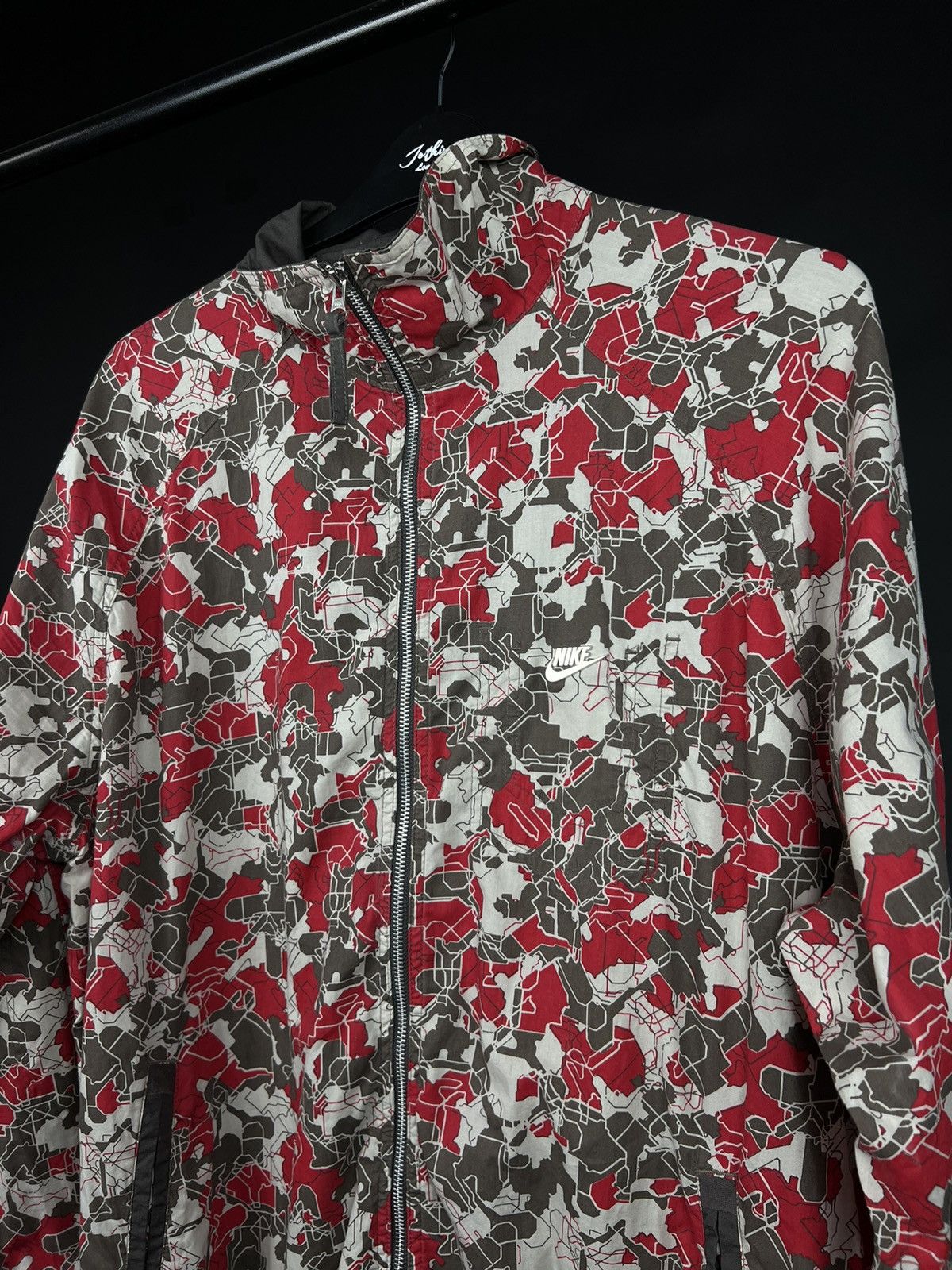 Nike × Vintage VTG windbreaker jacket Nike red full zip iron logo Size US XL / EU 56 / 4 - 2 Thumbnail