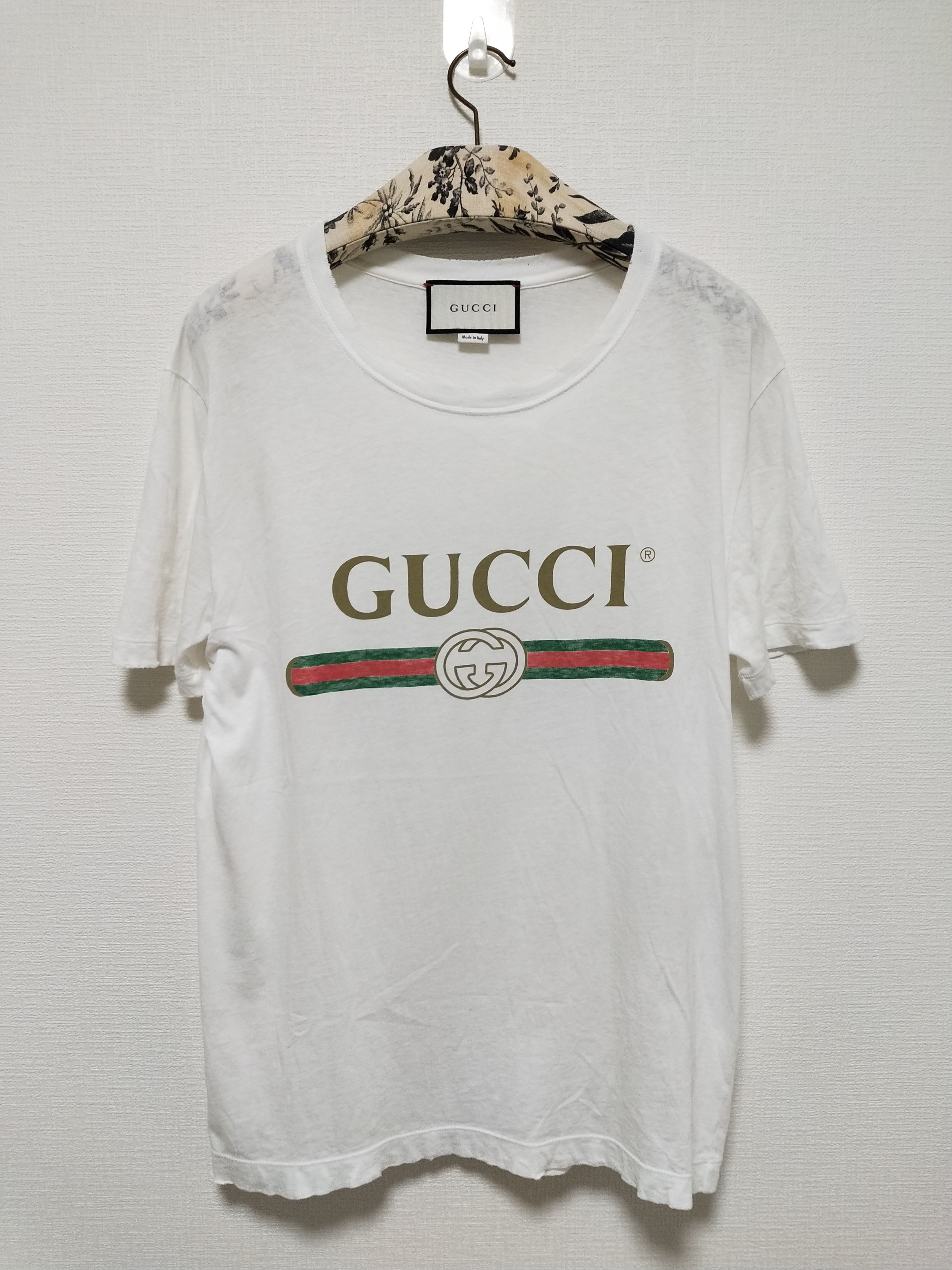 Pre-owned Gucci Belt Logo Tee In White