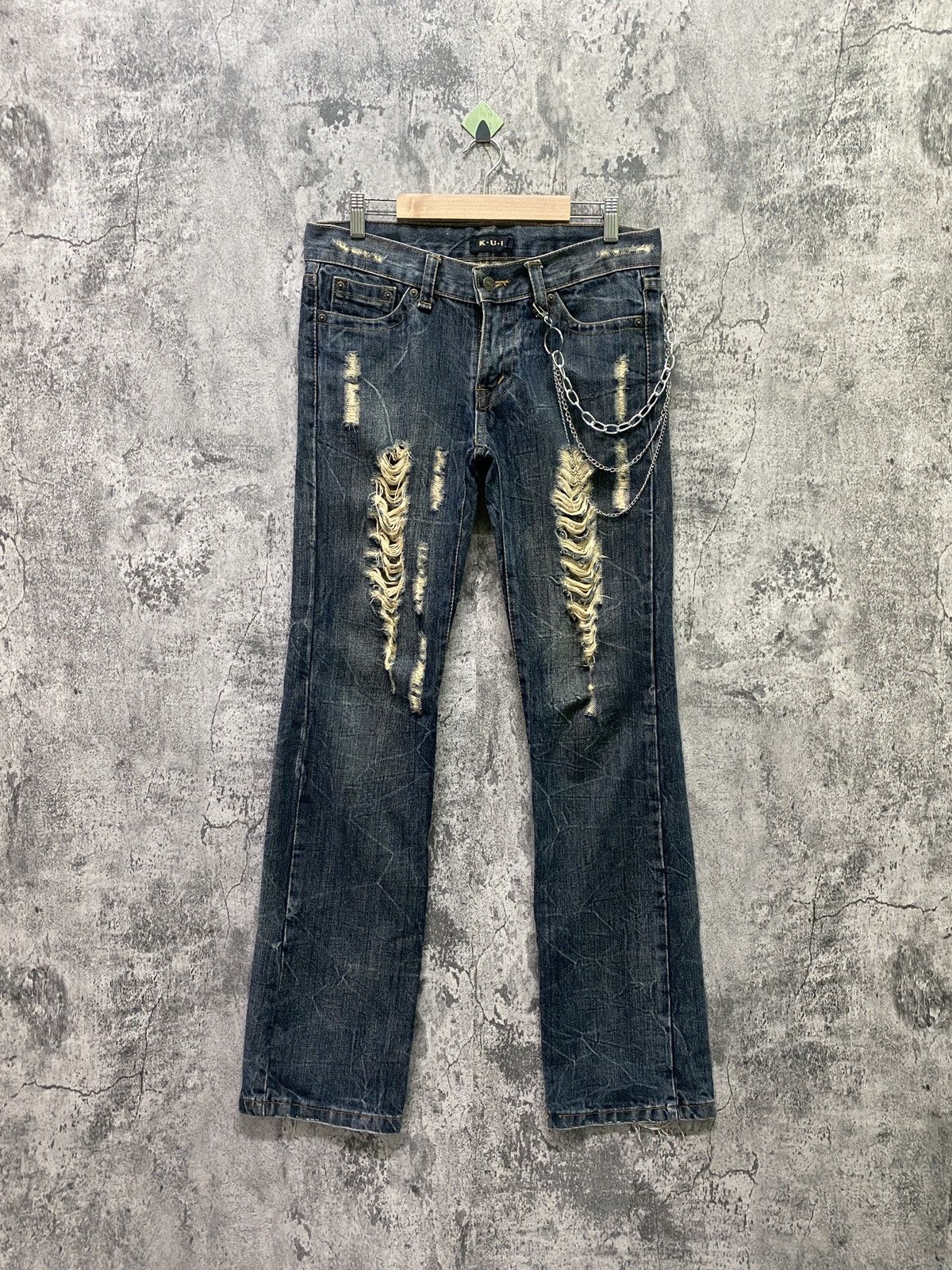 Designer × Japanese Brand Japanese K.U.I Distressed Wing Design Denim Size US 32 / EU 48 - 2 Thumbnail