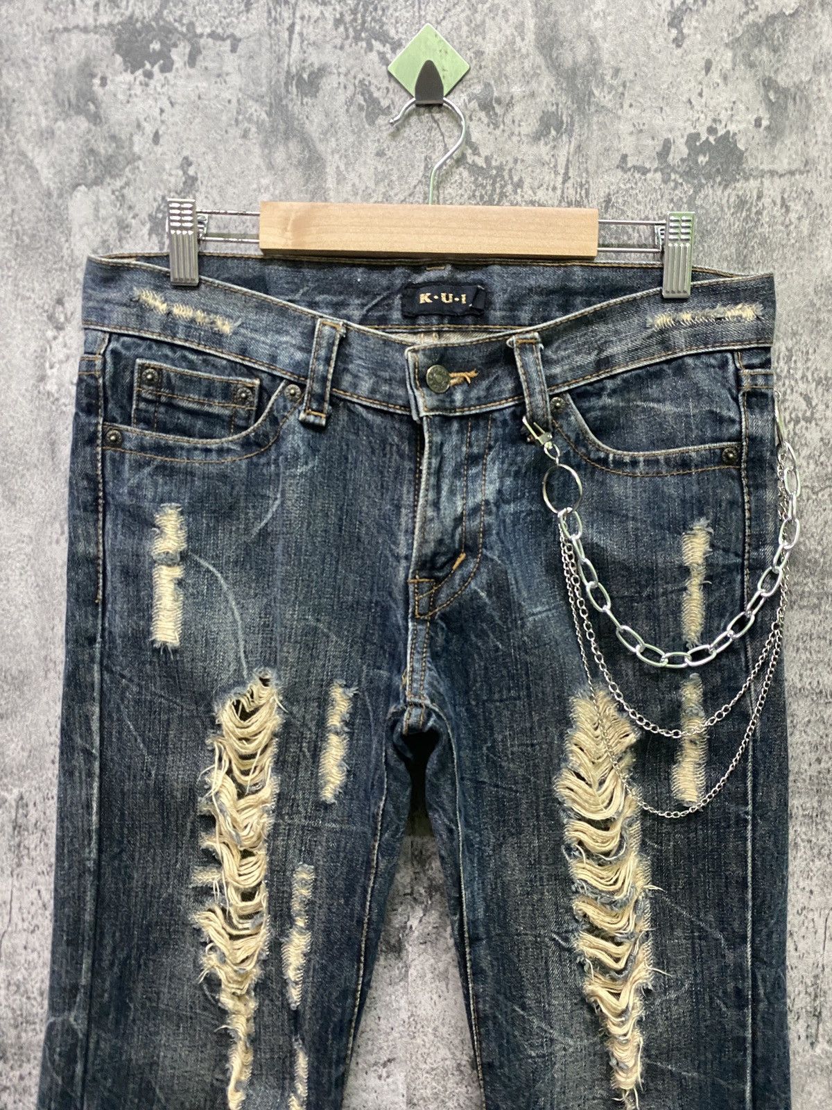 Designer × Japanese Brand Japanese K.U.I Distressed Wing Design Denim Size US 32 / EU 48 - 3 Thumbnail