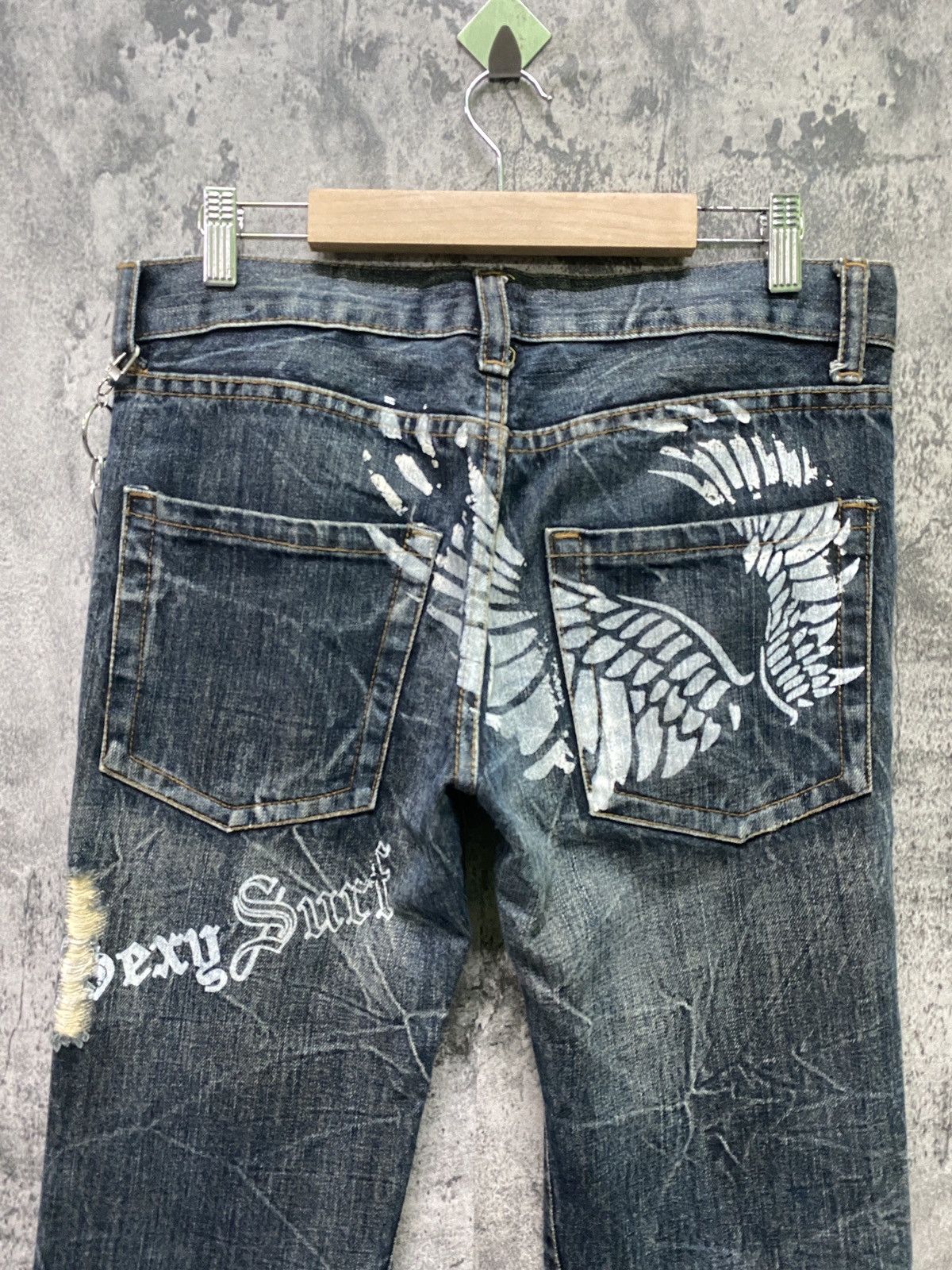 Designer × Japanese Brand Japanese K.U.I Distressed Wing Design Denim Size US 32 / EU 48 - 9 Thumbnail