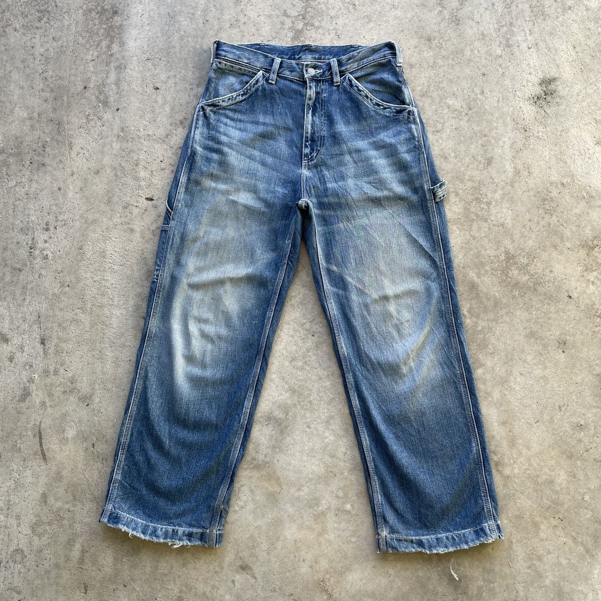 image of Workers Vintage Gu Workwear Faded Denim Pants W30 in Faded Blue, Men's