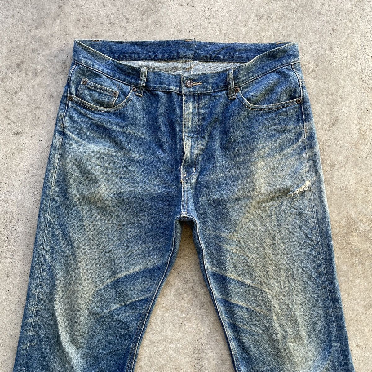 Japanese Brand × Vintage Japanese Vintage Distressed Faded Denim Jeans Pants W35x27 Size US 35 - 2 Thumbnail