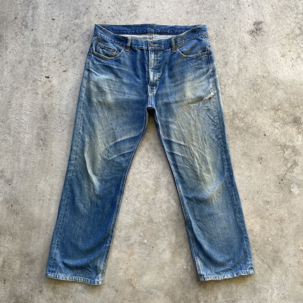 Japanese Brand × Vintage Japanese Vintage Distressed Faded Denim Jeans Pants W35x27 Size US 35 - 1 Thumbnail