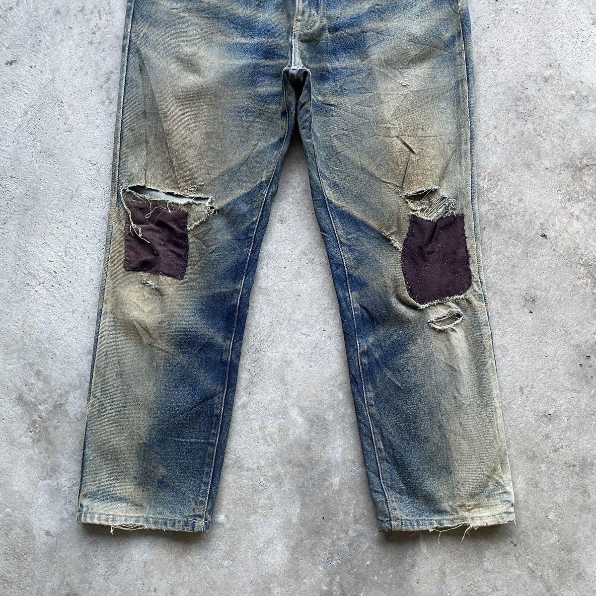 Japanese Brand Vintage Japanese Distressed Rusty Denim Jeans Pants W31x27 Size US 31 - 6 Thumbnail