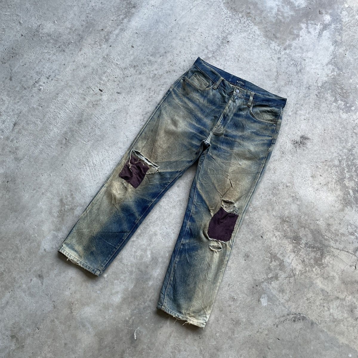 Japanese Brand Vintage Japanese Distressed Rusty Denim Jeans Pants W31x27 Size US 31 - 2 Thumbnail