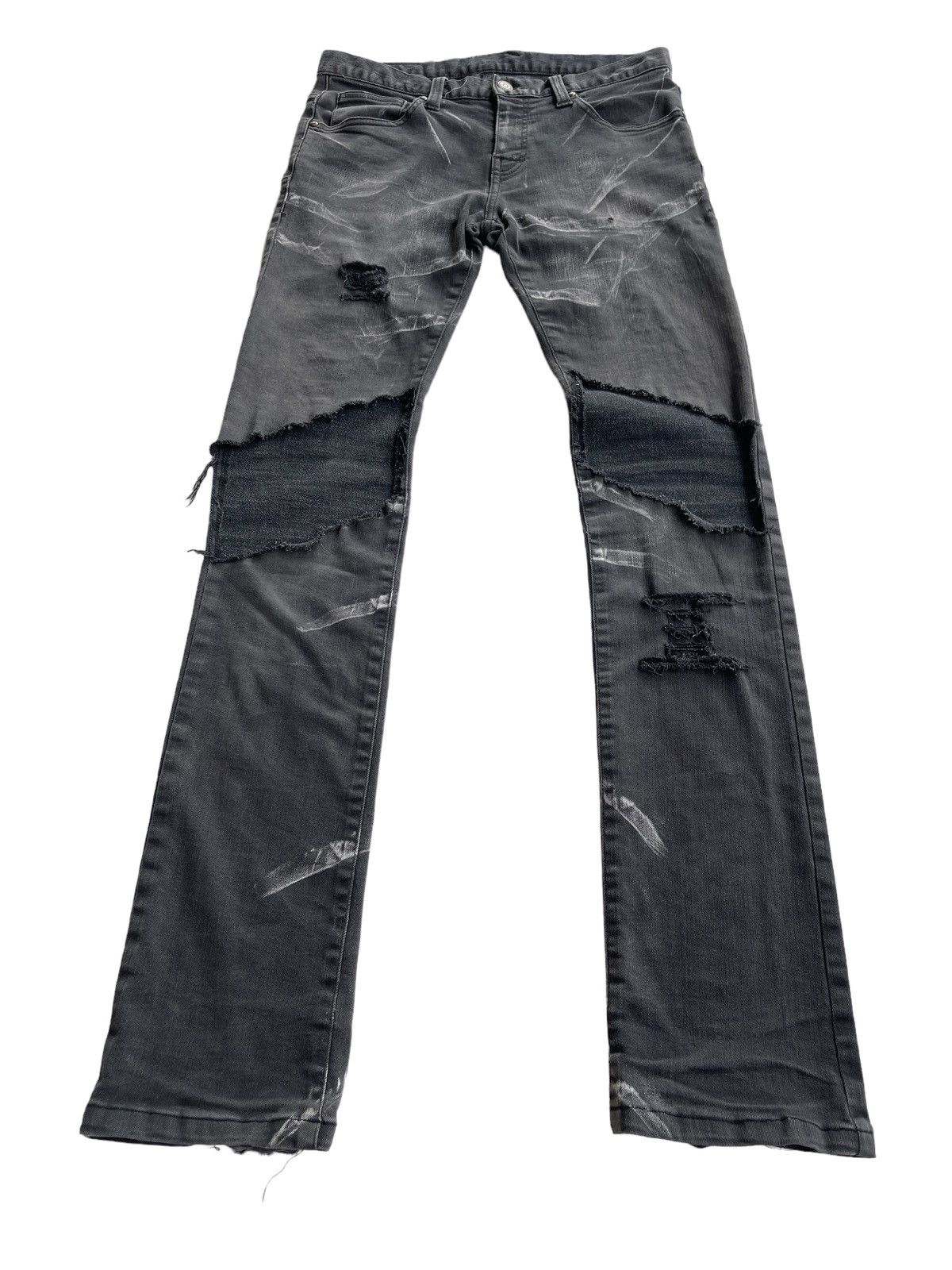 Tornado Mart Cut Up Stretch Destroyed Straight Jeans Size US 30 / EU 46 - 2 Thumbnail