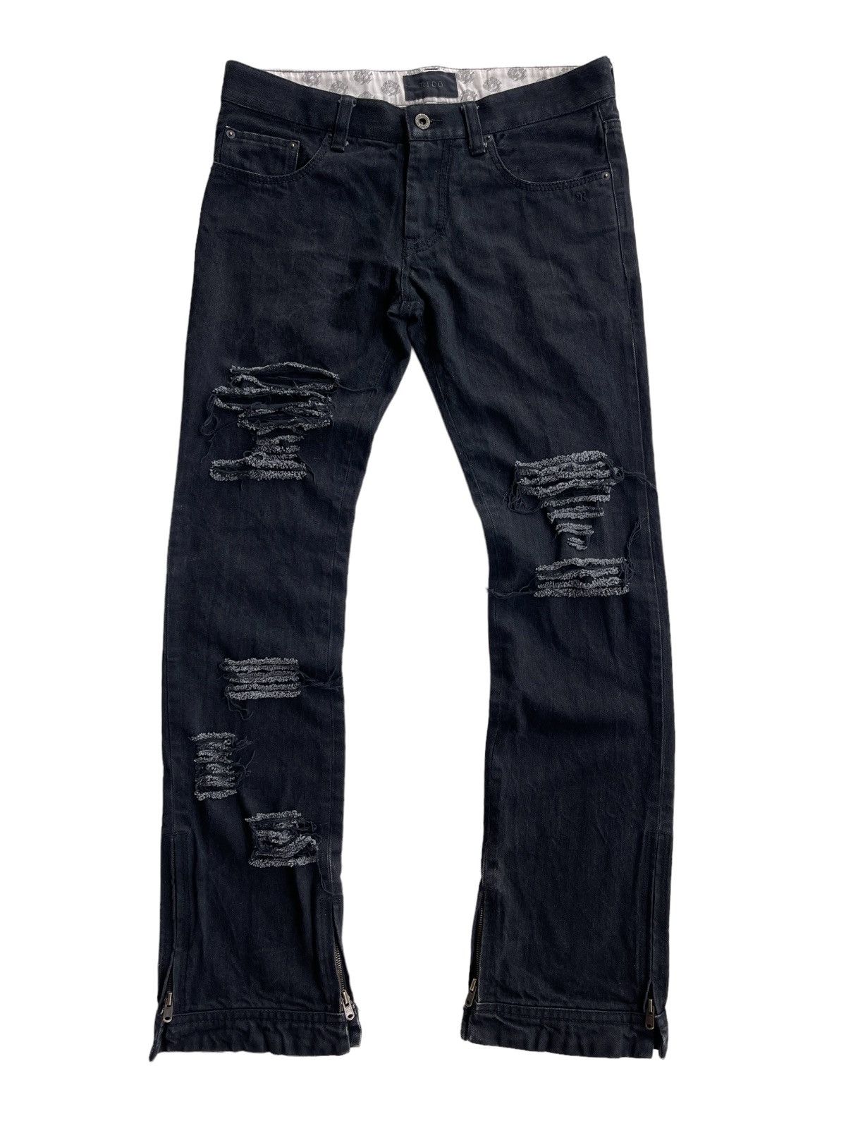 Japanese Brand Rico Avantgarde Distressed Flare Denim Size US 33 - 2 Thumbnail