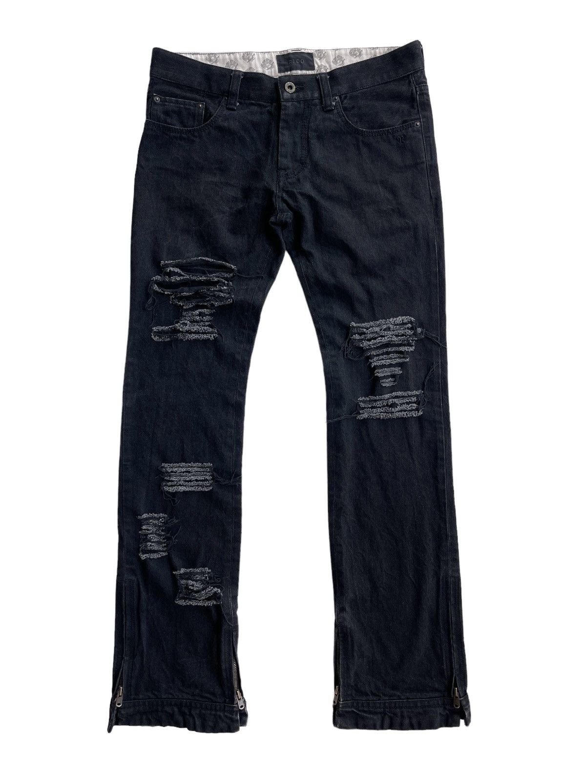 Japanese Brand Rico Avantgarde Distressed Flare Denim Size US 33 - 4 Thumbnail