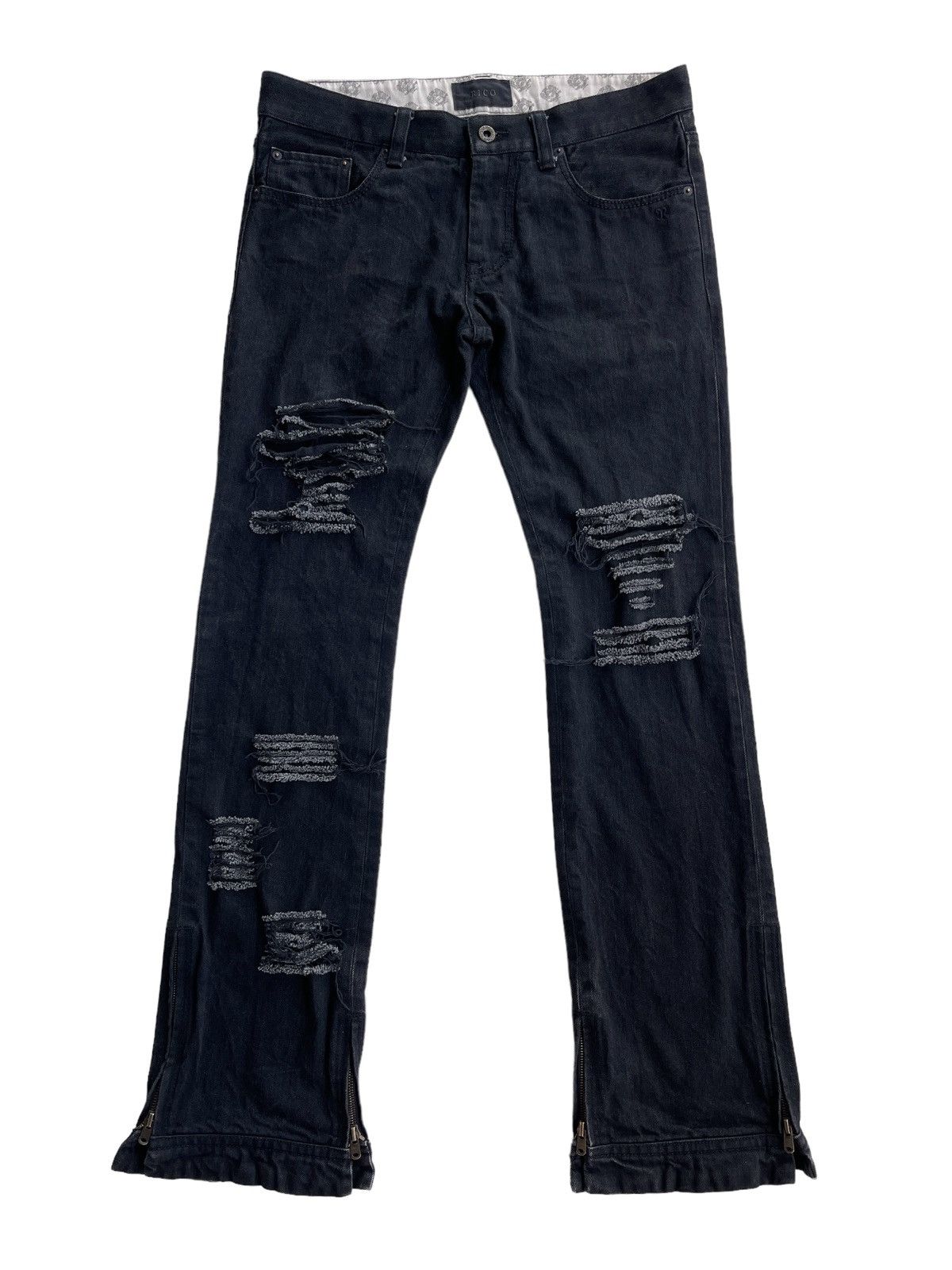 Japanese Brand Rico Avantgarde Distressed Flare Denim Size US 33 - 3 Thumbnail