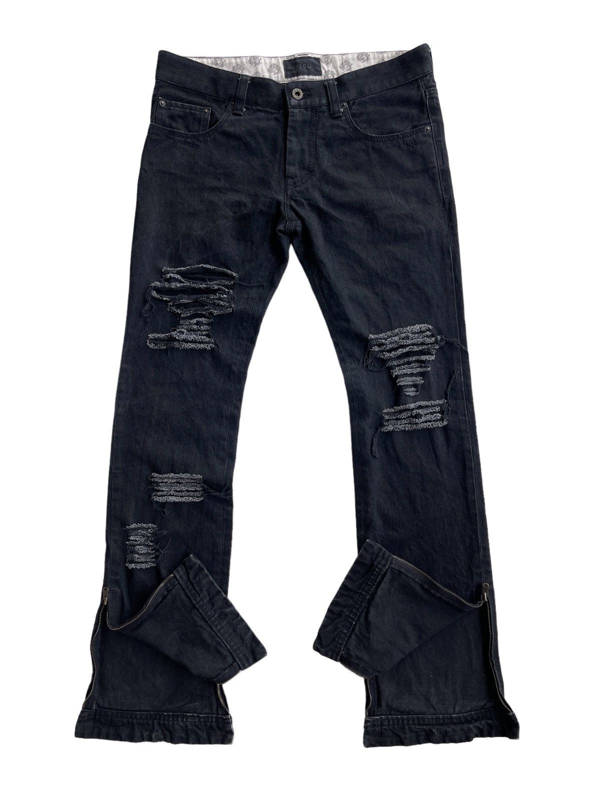 Japanese Brand Rico Avantgarde Distressed Flare Denim Size US 33 - 1 Thumbnail