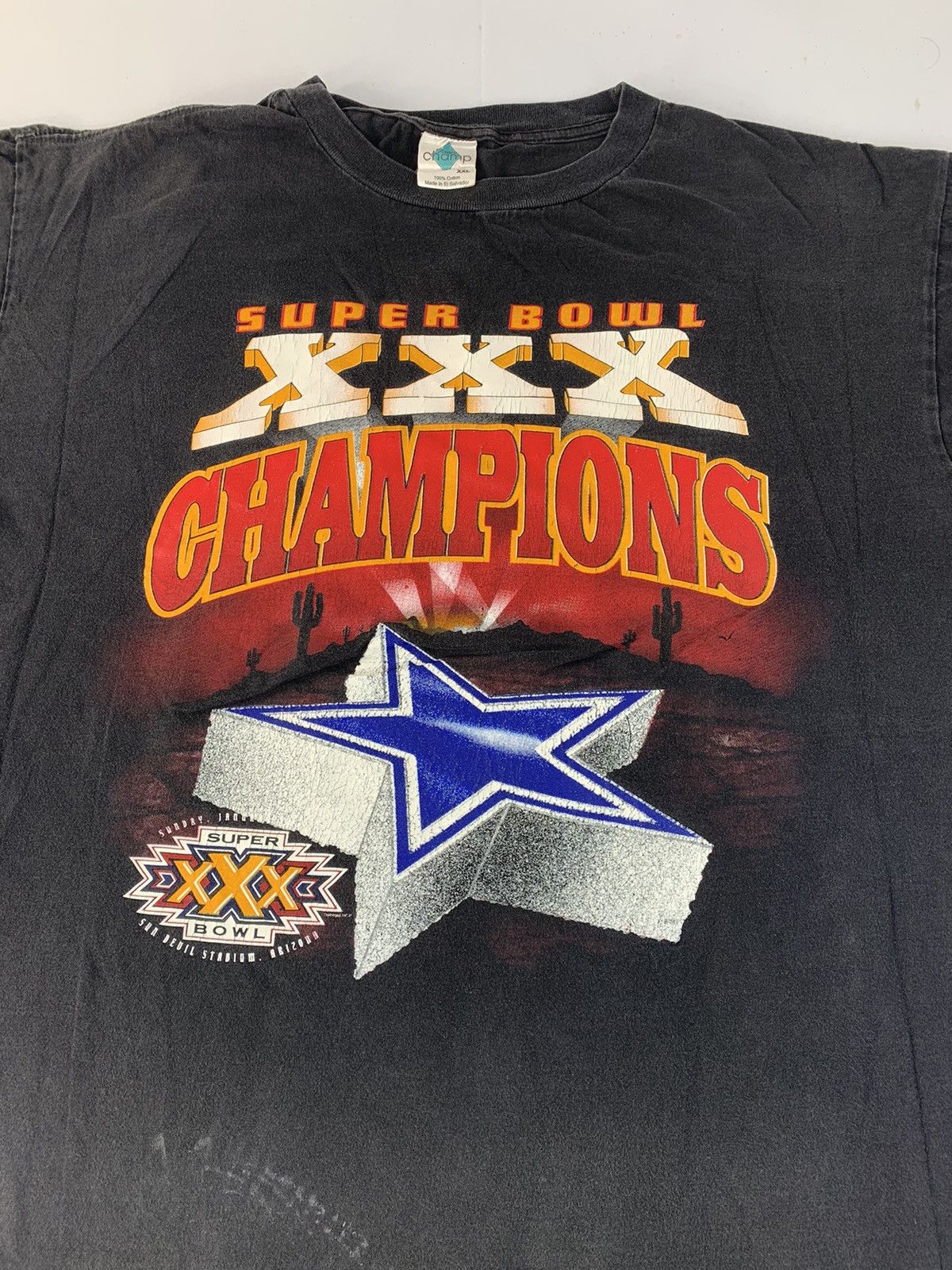 Vintage 90s Super Bowl XXX Champion American Football Printed Tee Size US XL / EU 56 / 4 - 3 Thumbnail