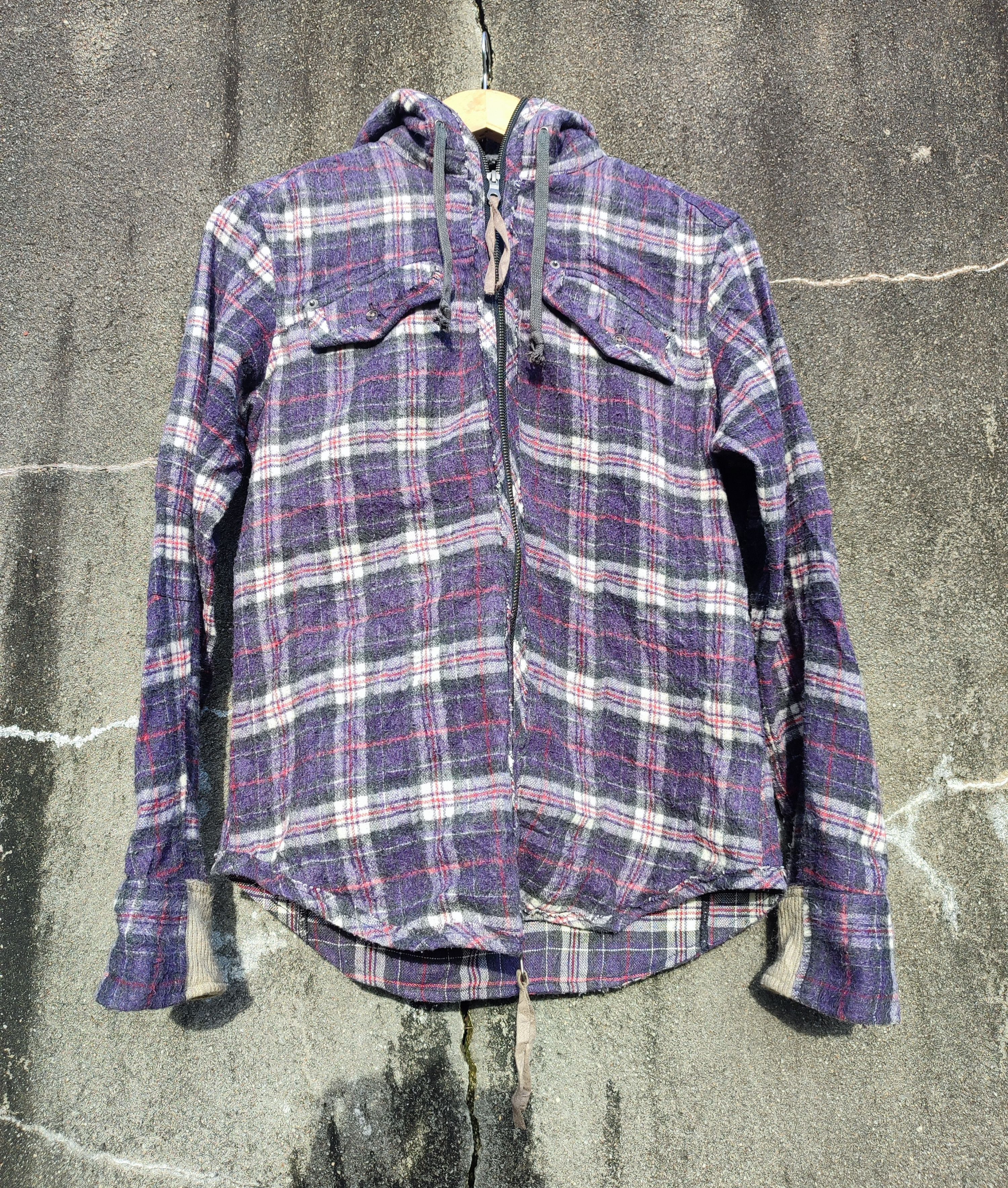 Japanese Brand PPFM Plaid Hooded Zip Shirt Jacket (Size S) Size US S / EU 44-46 / 1 - 1 Thumbnail