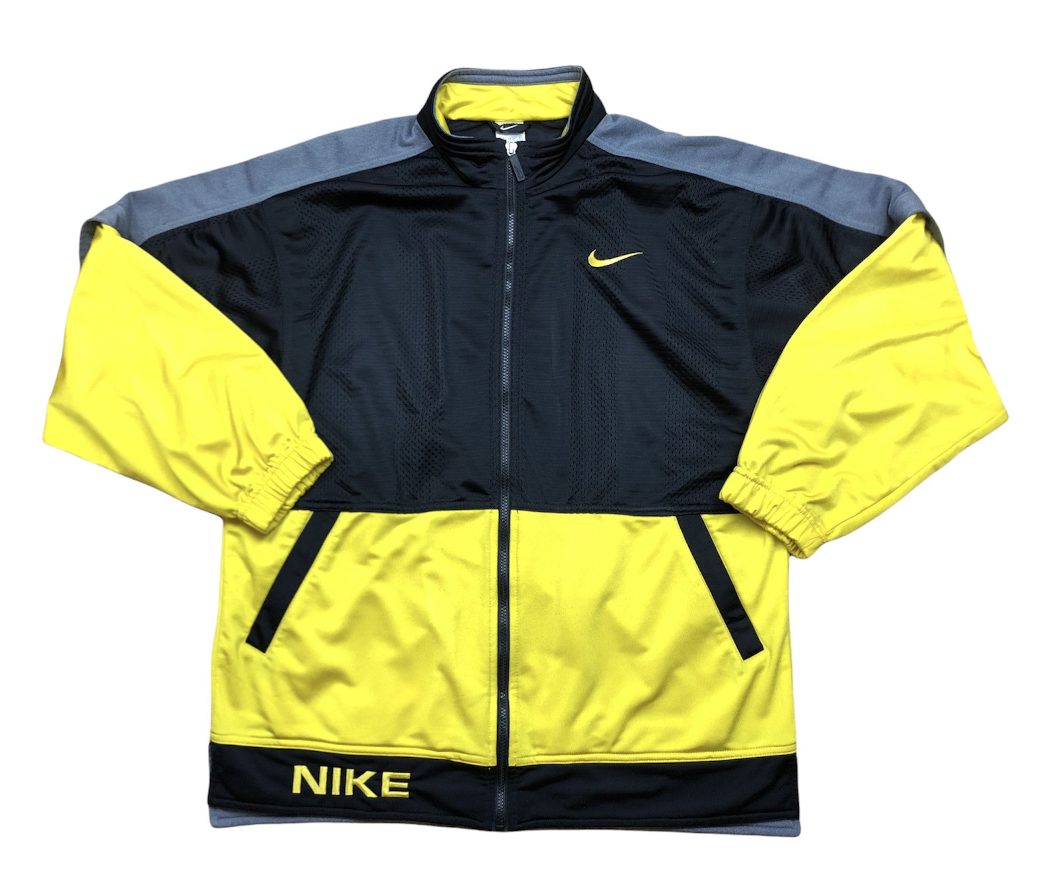 Nike × Vintage Vintage Nike Jacket Zip Yellow Sweatshirt Rare Y2K Hype Size US L / EU 52-54 / 3 - 1 Thumbnail