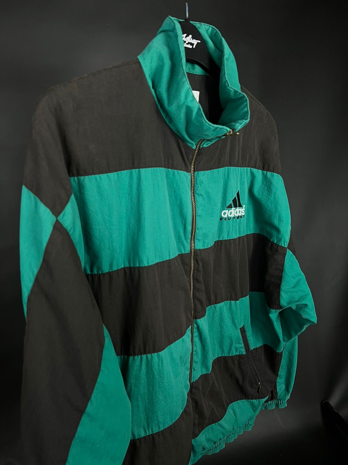 Adidas VTG windbreaker jacket Adidas green with black full Zip Size US XL / EU 56 / 4 - 3 Thumbnail